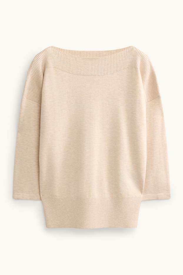 Damen - Feinstrick-Pullover - hellbeige