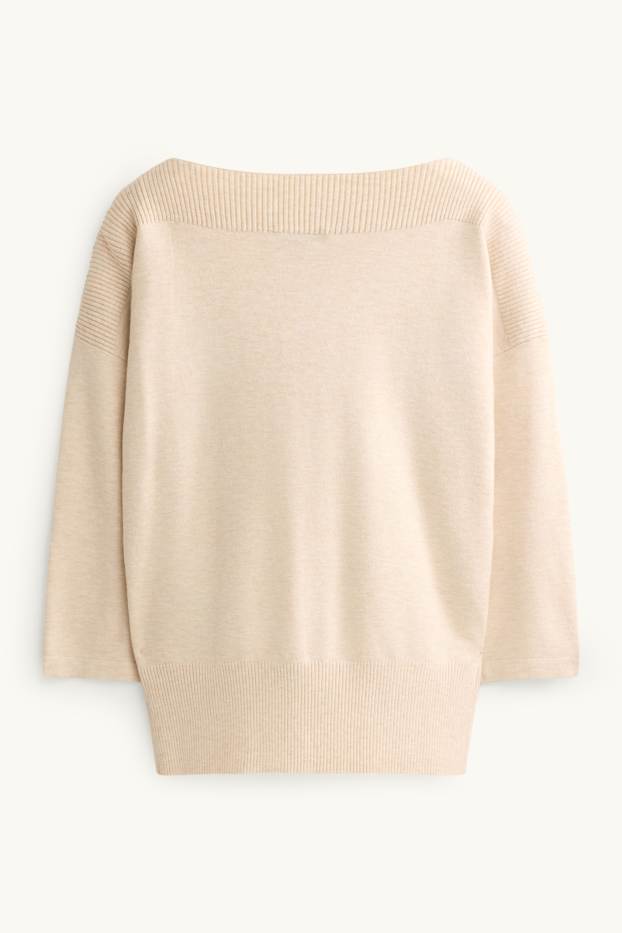 Damen - Feinstrick-Pullover - hellbeige