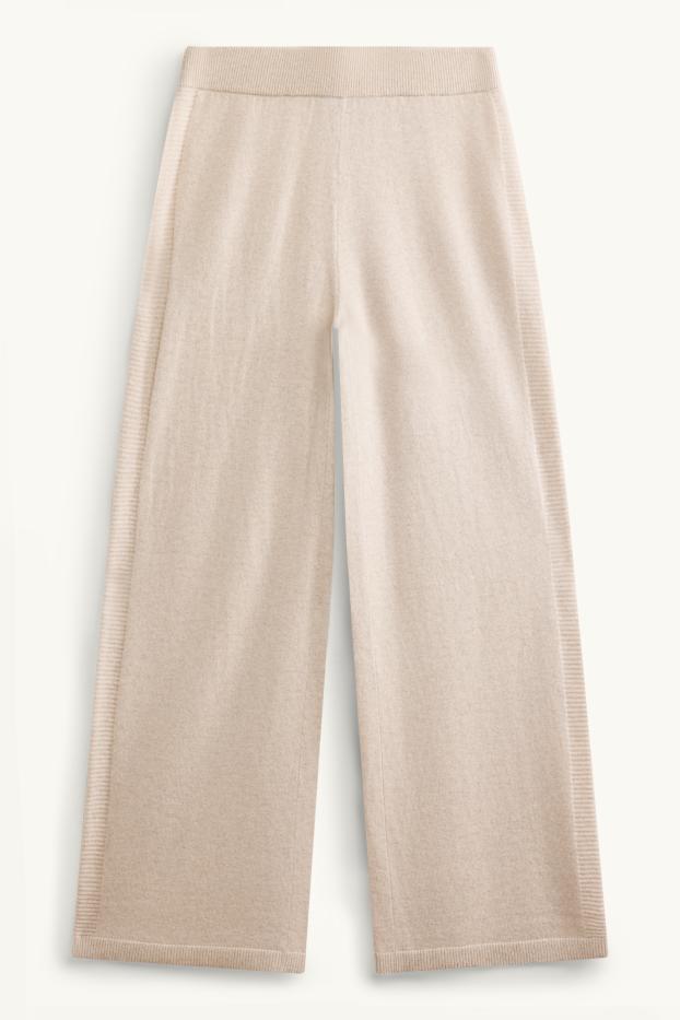 Femmes - Pantalon en cachemire - mid waist - straight leg - beige clair