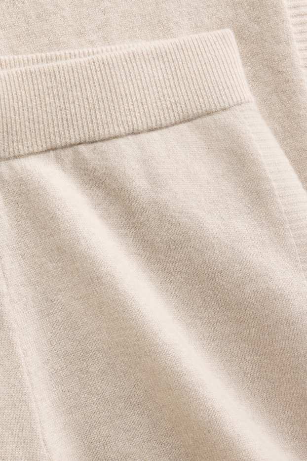 Femmes - Pantalon en cachemire - mid waist - straight leg - beige clair