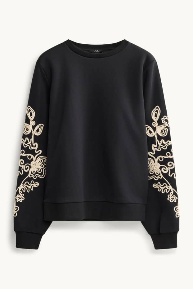 Femmes - Sweat - brodé - noir / beige