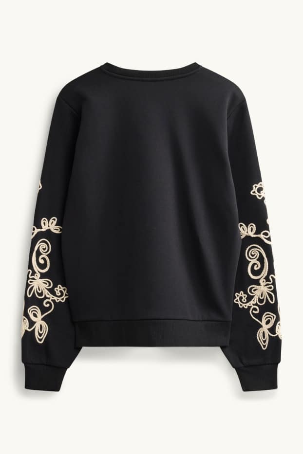 Femmes - Sweat - brodé - noir / beige