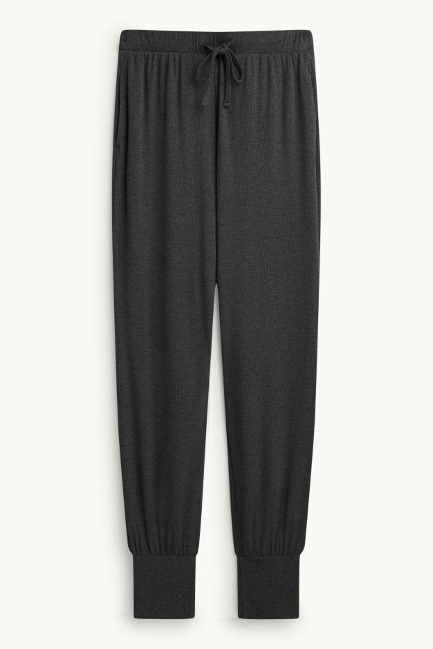 Femei - Pantaloni de pijama - reiați - gri închis