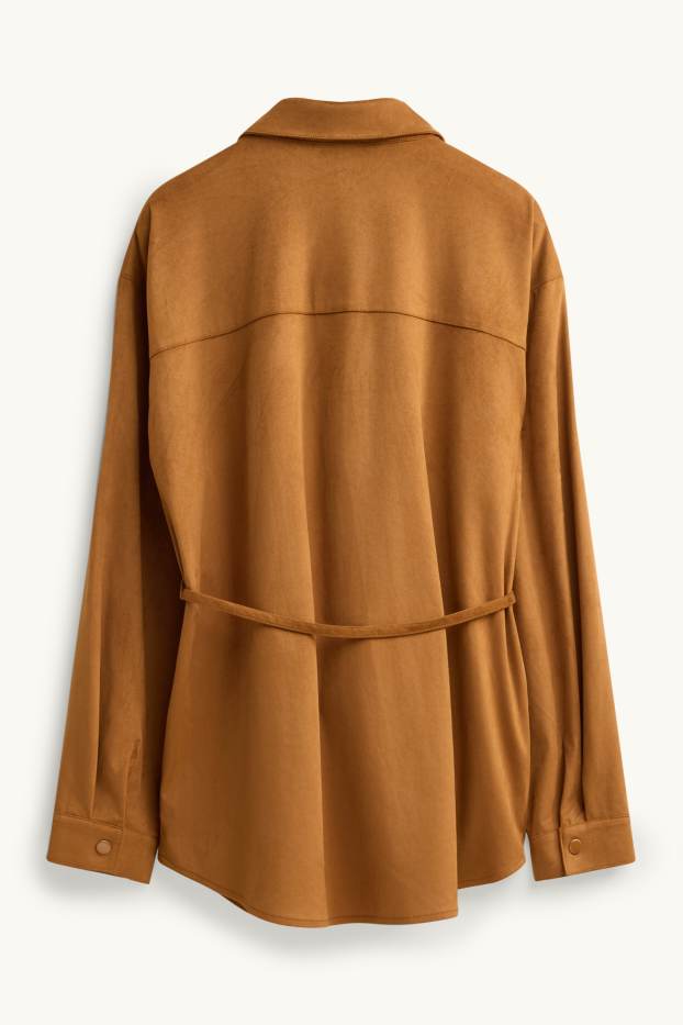 Donna - Blusa - similpelle scamosciata - giallo senape