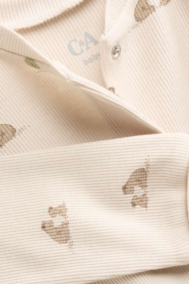 Unisex - Beertje - babypyjama - ribstof - beige / bruin