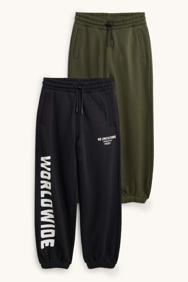 Enfants garçons - Lot de 2 - pantalon de jogging - vert foncé / noir