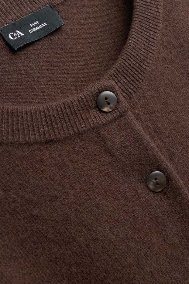 Damen - Kaschmir-Strickjacke - dunkelbraun