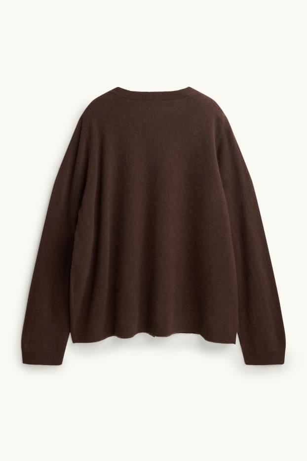 Damen - Kaschmir-Strickjacke - dunkelbraun