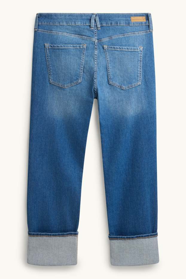 Damen - Crop Straight Jeans - Mid Waist - LYCRA® - jeansblau
