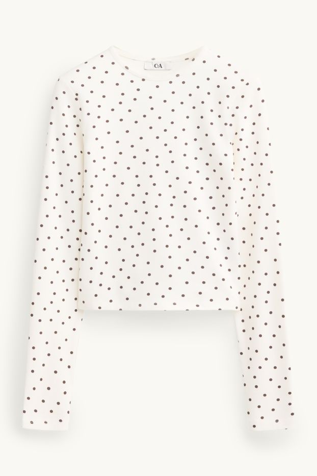 Dona - Samarreta de màniga llarga - slim fit - de piquets - blanc