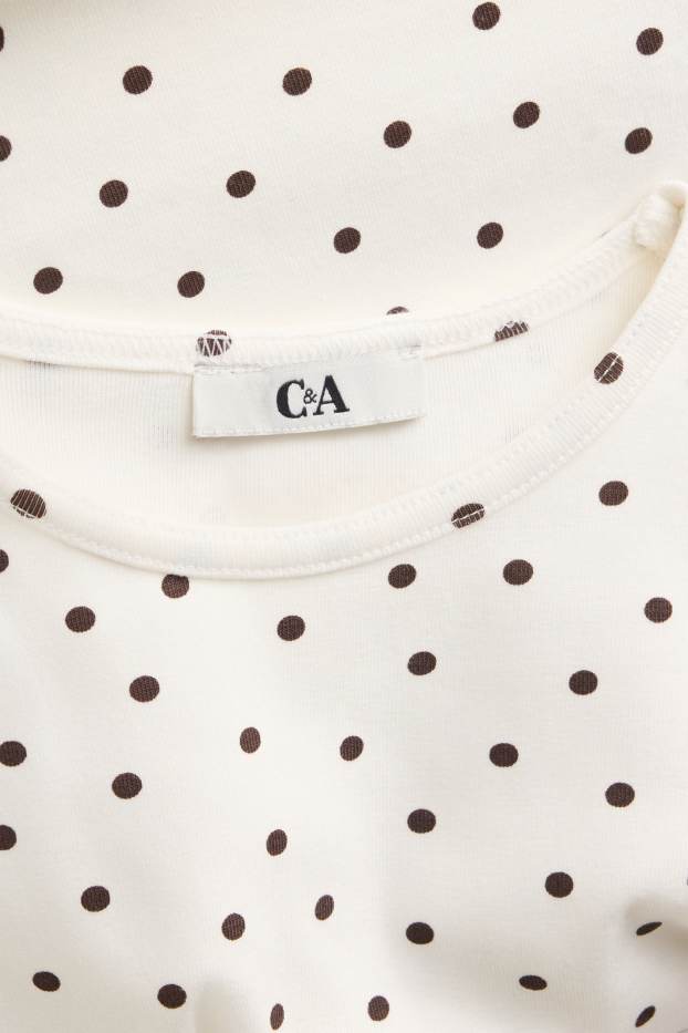 Dona - Samarreta de màniga llarga - slim fit - de piquets - blanc