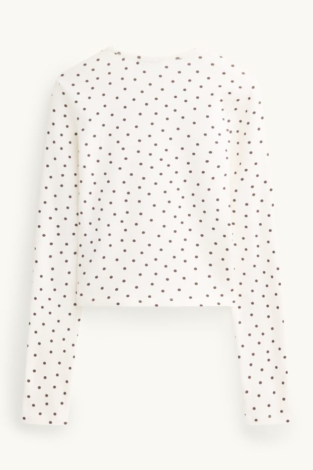 Dona - Samarreta de màniga llarga - slim fit - de piquets - blanc