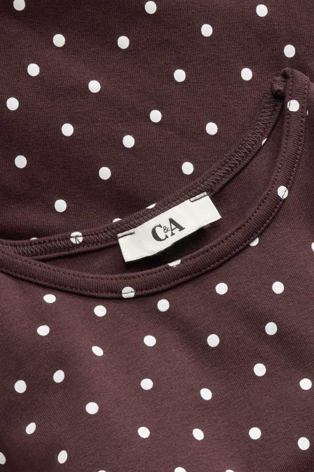 Dona - Samarreta de màniga llarga - slim fit - de piquets - marró