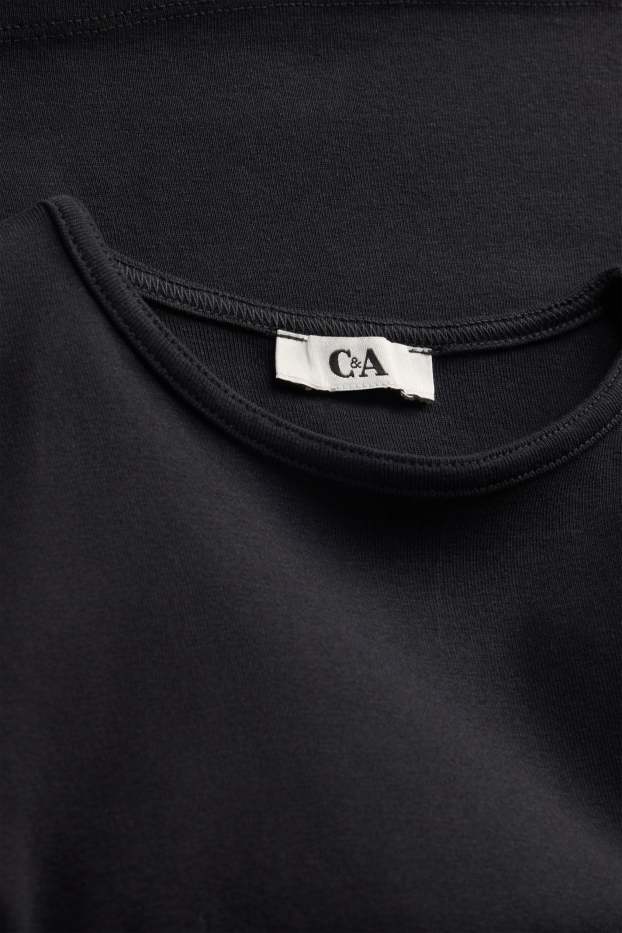 Women - Long sleeve top - slim fit - black