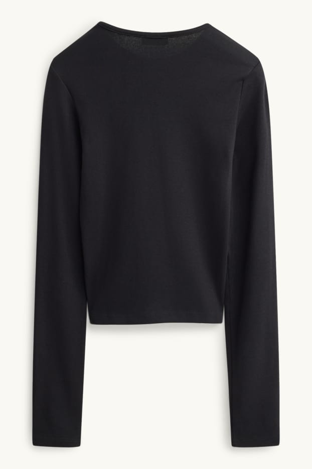 Women - Long sleeve top - slim fit - black