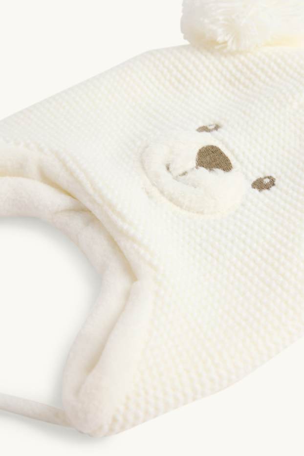 Unisex - Teddy bear - baby hat - cremewhite
