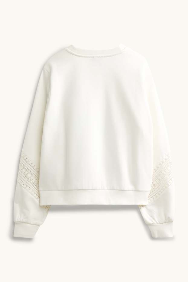 Femmes - Sweat - broderie anglaise - blanc crème