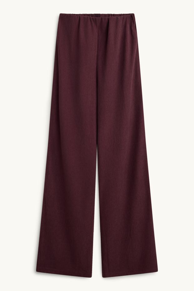 Femmes - Pantalon de jogging - finition côtelée - bordeaux
