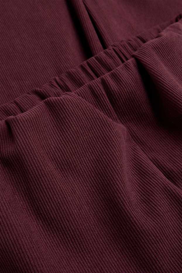 Femmes - Pantalon de jogging - finition côtelée - bordeaux
