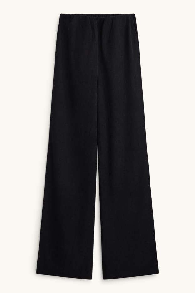 Femmes - Pantalon de jogging - finition côtelée - noir