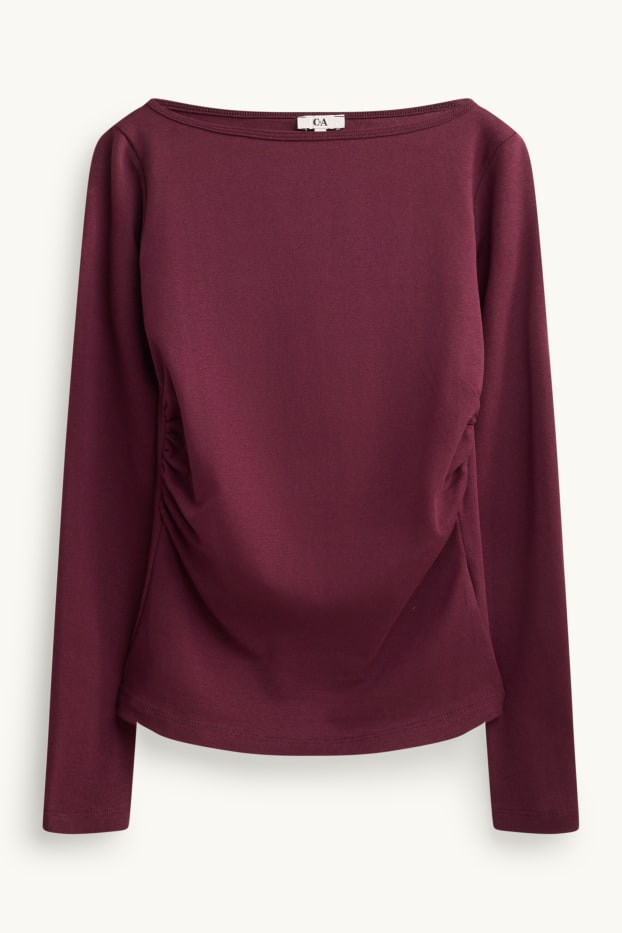 Damen - Langarmshirt - Slim Fit - bordeaux