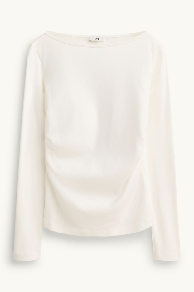 Dames - Longsleeve - slim fit - crème wit