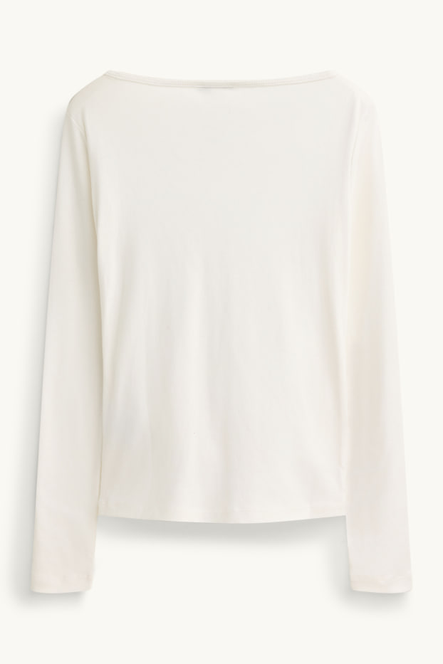Dames - Longsleeve - slim fit - crème wit