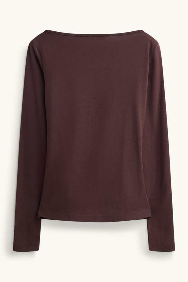 Damen - Langarmshirt - Slim Fit - dunkelbraun
