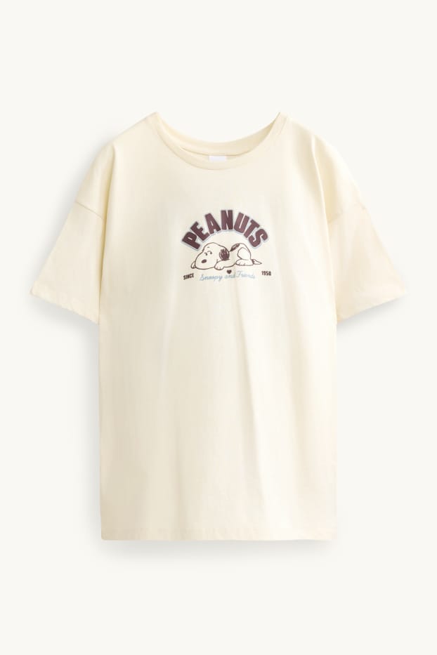 Dames - T-shirt - oversized - Peanuts - crème wit
