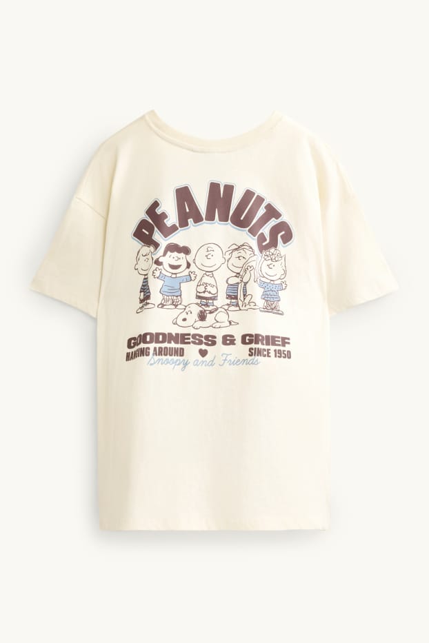 Dames - T-shirt - oversized - Peanuts - crème wit
