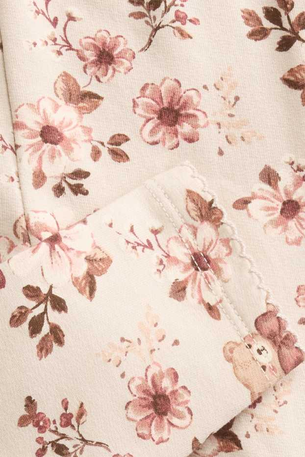 Bébés filles - Petites fleurs et teddy bear - leggings bébé - beige / marron