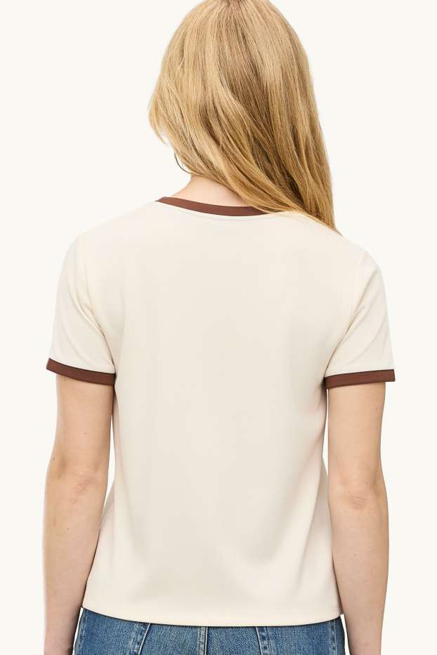 Dona - Samarreta de mànigues curtes - relaxed fit - marró / blanc trencat