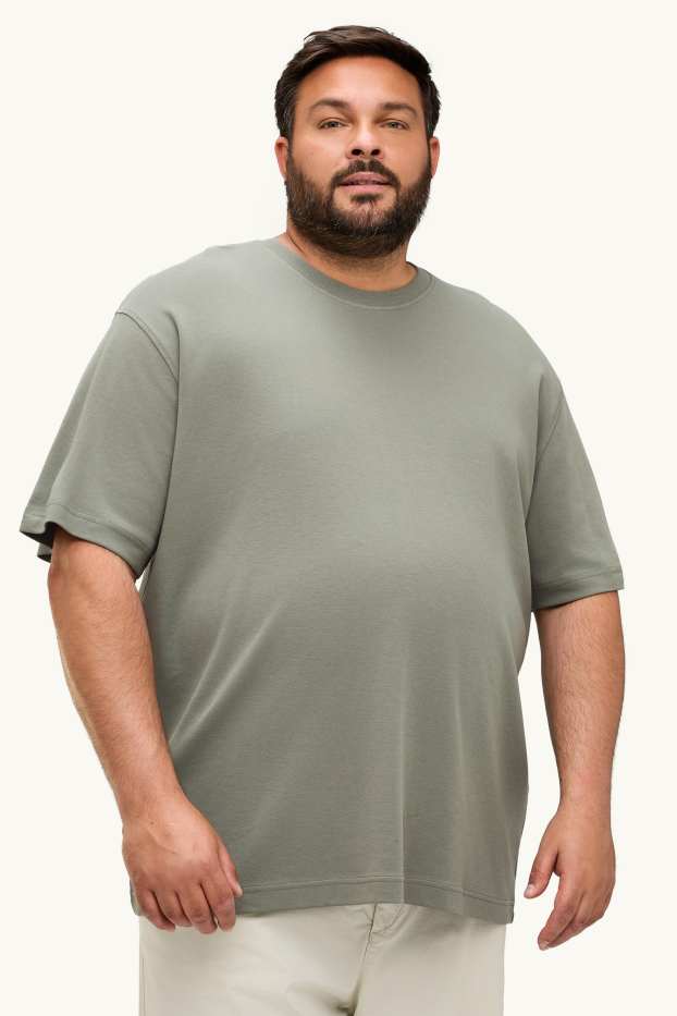 Pánské - Tričko - relaxed fit - khaki