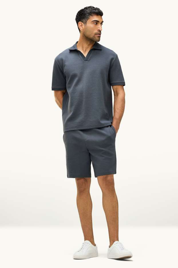 Herren - Sweatshorts - strukturiert - dunkelgrau