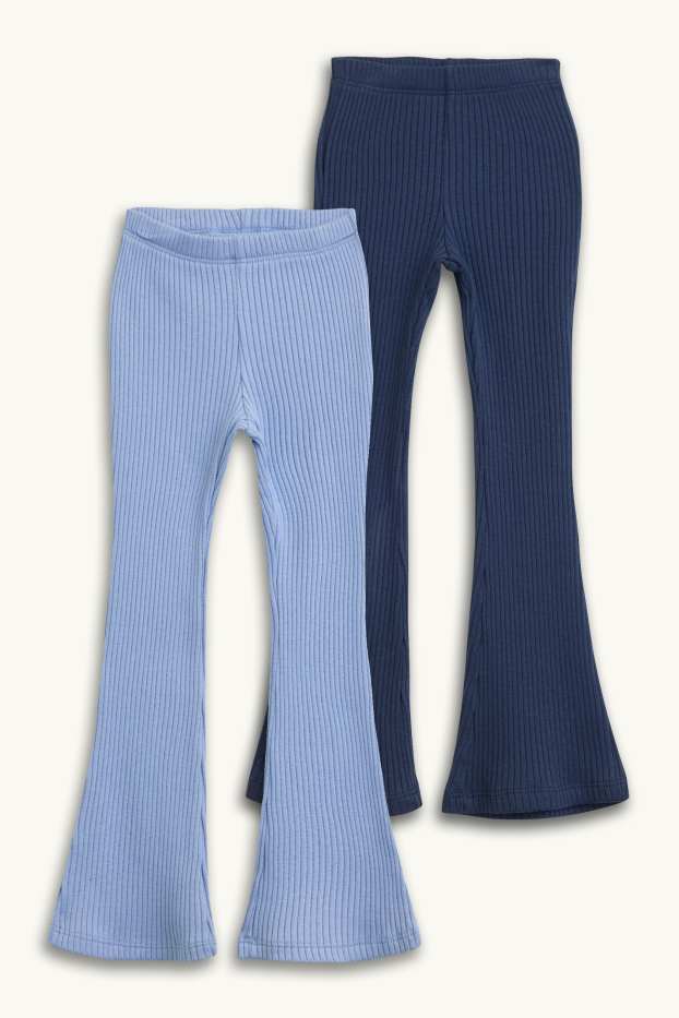 Enfants filles - Lot de 2 - flared leggings - finition côtelée - bleu foncé