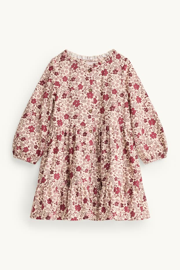 Kinderen: meisjes - Set - jurk, gilet van imitatiebont en maillot - 3-delig - bruin / roze