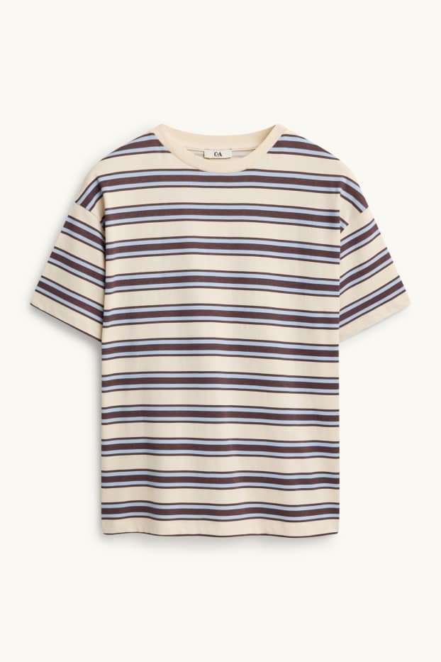 Damen - T-Shirt - Oversized - gestreift - beige / braun