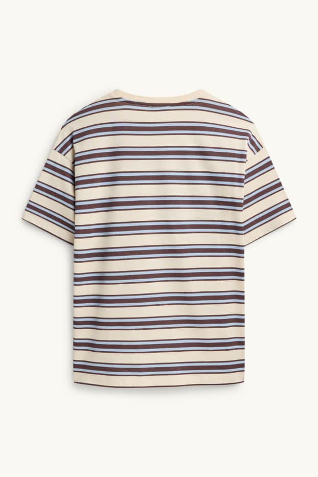 Damen - T-Shirt - Oversized - gestreift - beige / braun