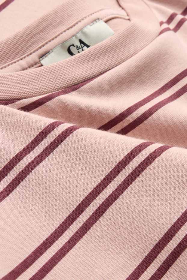 Femmes - T-shirt - Oversize - à rayures - rose / rouge foncé
