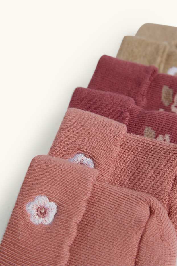 Bébés filles - Lot de 3 paires - petites fleurs - chaussettes nouveau-né à motif - rose / beige