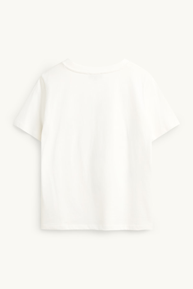 Dona - Samarreta de mànigues curtes amb perles - regular fit - blanc/negre