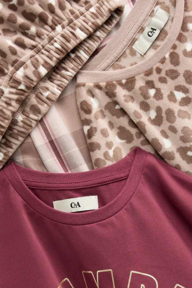 Kinderen: meisjes - Set van 2 - pyjama - 4-delig - bordeaux