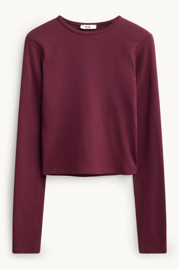 Damen - Langarmshirt - Slim Fit - bordeaux