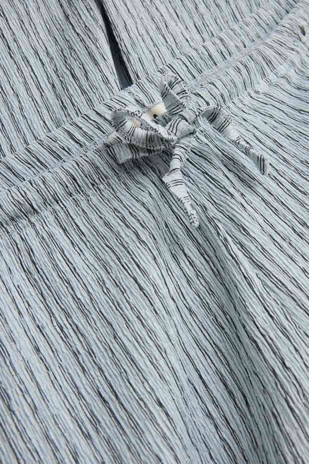 Women - Cloth trousers - mid-rise waist - wide leg - striped - light blue