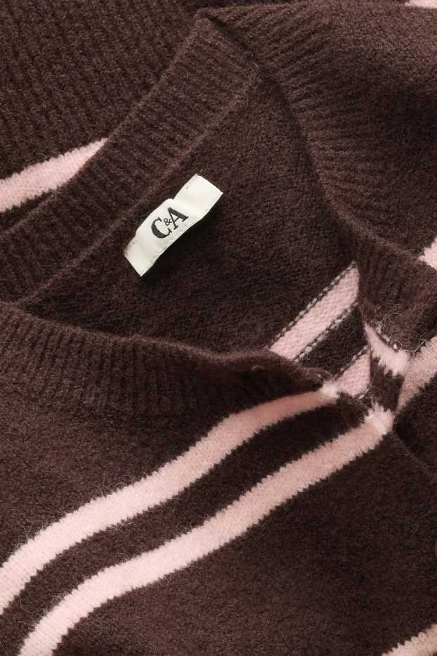 Damen - Strickjacke - gestreift - braun / rosa