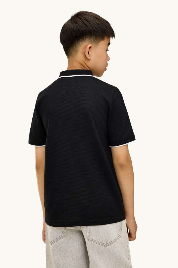 Kinder Jungen - Poloshirt - strukturiert - schwarz