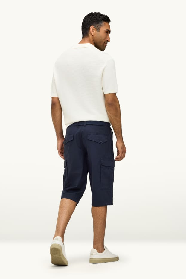 Herren - Cargo-Bermudas mit Gürtel - blau
