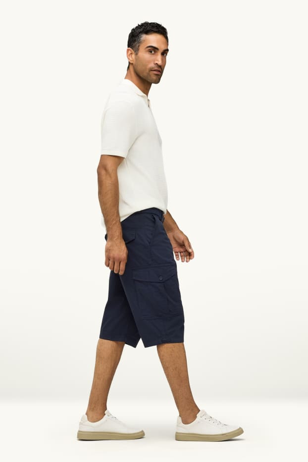 Herren - Cargo-Bermudas mit Gürtel - blau