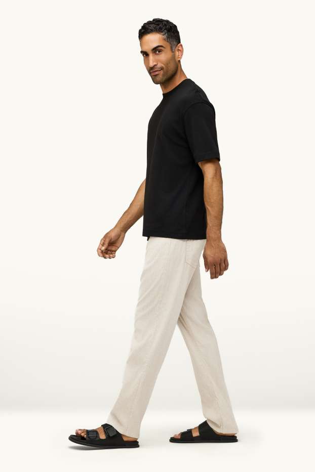 Men - Trousers - regular fit - linen blend - light beige