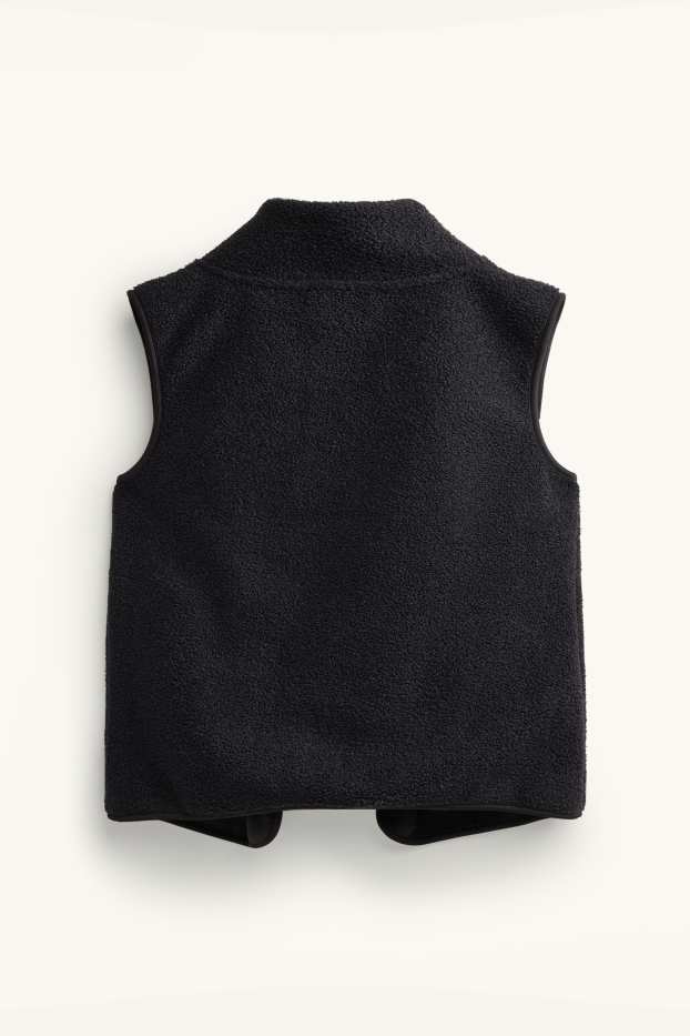 Dames - Zwangerschapsvest van fleece - met babydraagzak - zwart